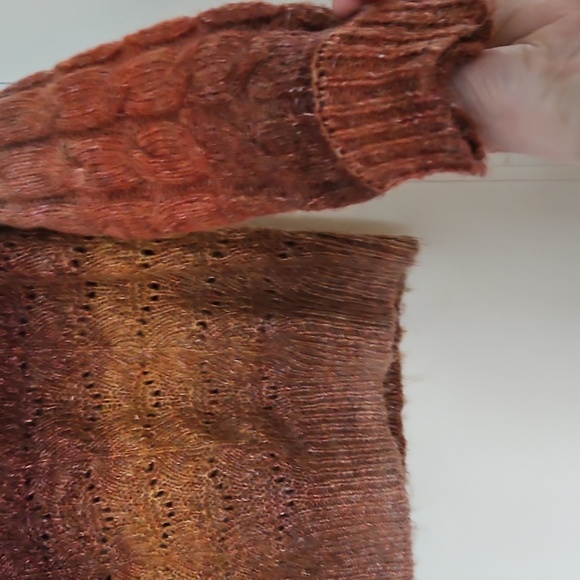 Knox Rose Brown/Red/Tan Gradient Open Knit Pullover Sweater, Sz XS - Picture 4 of 9